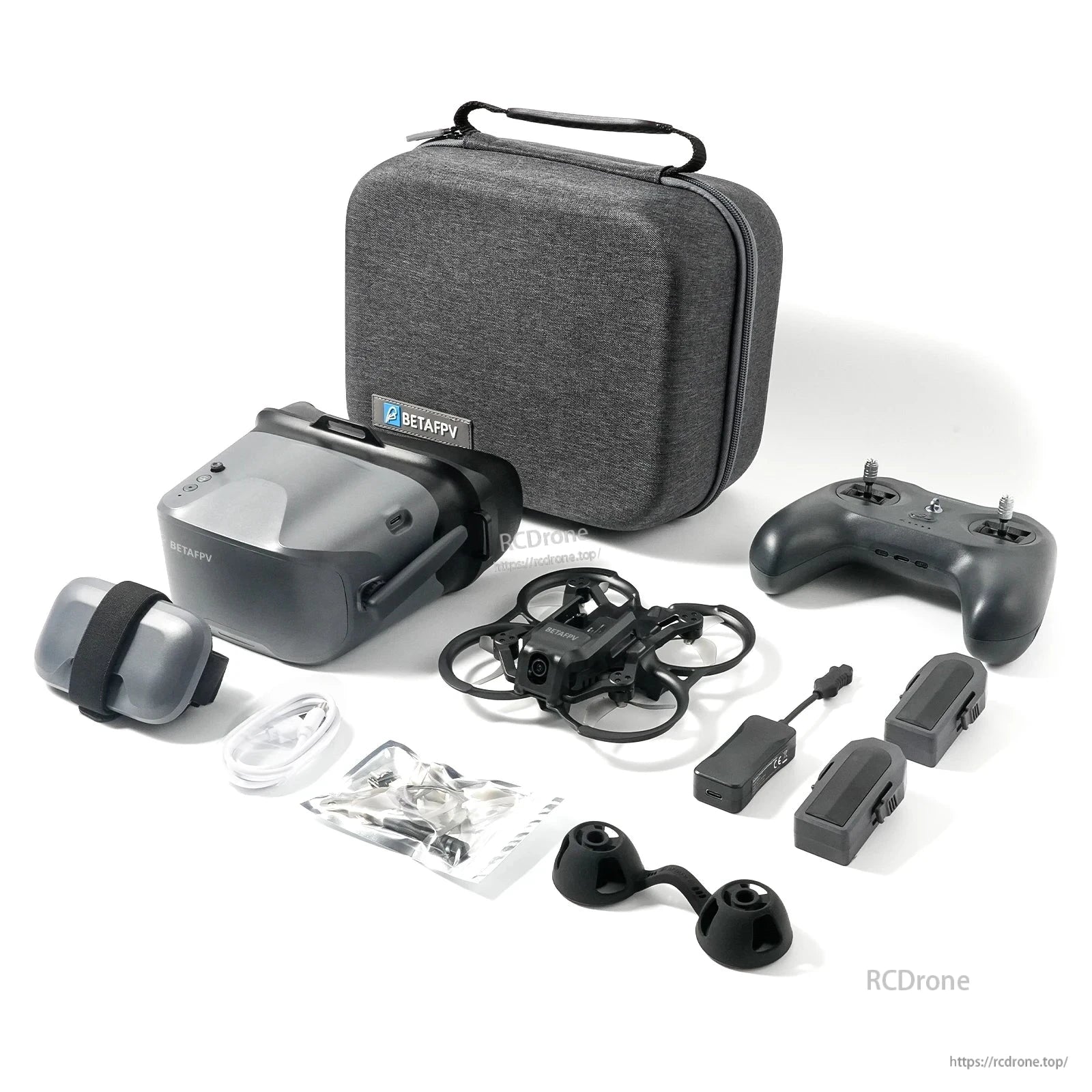 BETAFPV Aquila20 FPV Kit includes VR04 goggles, LiteRadio 4 SE transmitter, and accessories for an immersive drone flying experience.