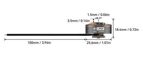 BETAFPV LAVA 2006 2400KV 6S Brushless Motor, BETAFPV LAVA 2006 2400KV motor: 100mm long, 25.6mm diameter.