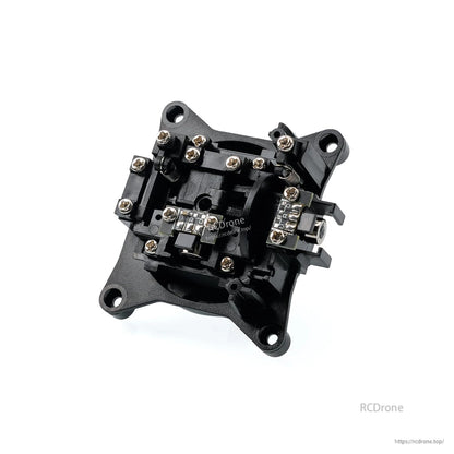 Bottom view of gimbal module showing circuit board, screws, and mounting frame