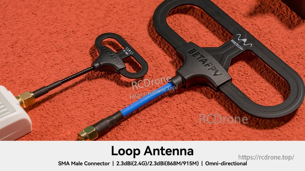 BETAFPV Loop Antenna with SMA male connector and coax cable, omnidirectional design for 2.4G/868/915MHz