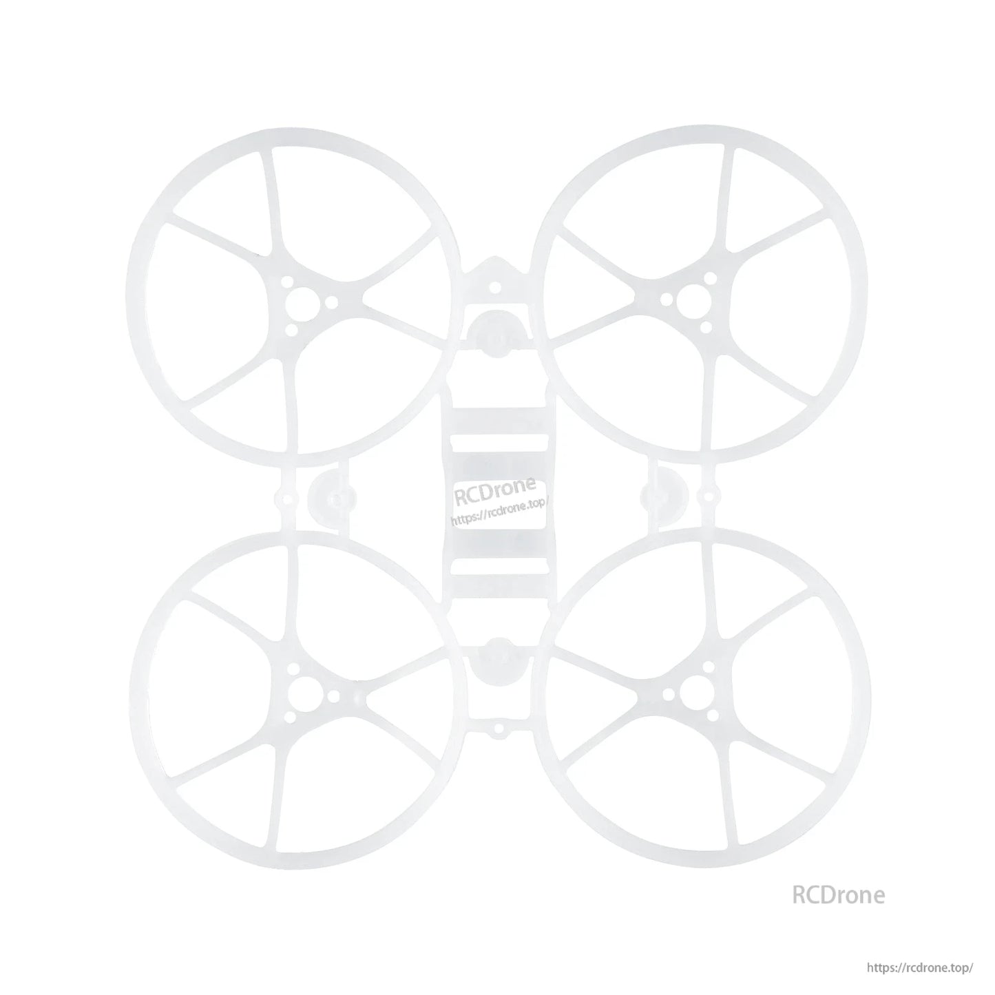 Top view of white Meteor65 Pro 66mm whoop frame showing four ducts and center mounting platform