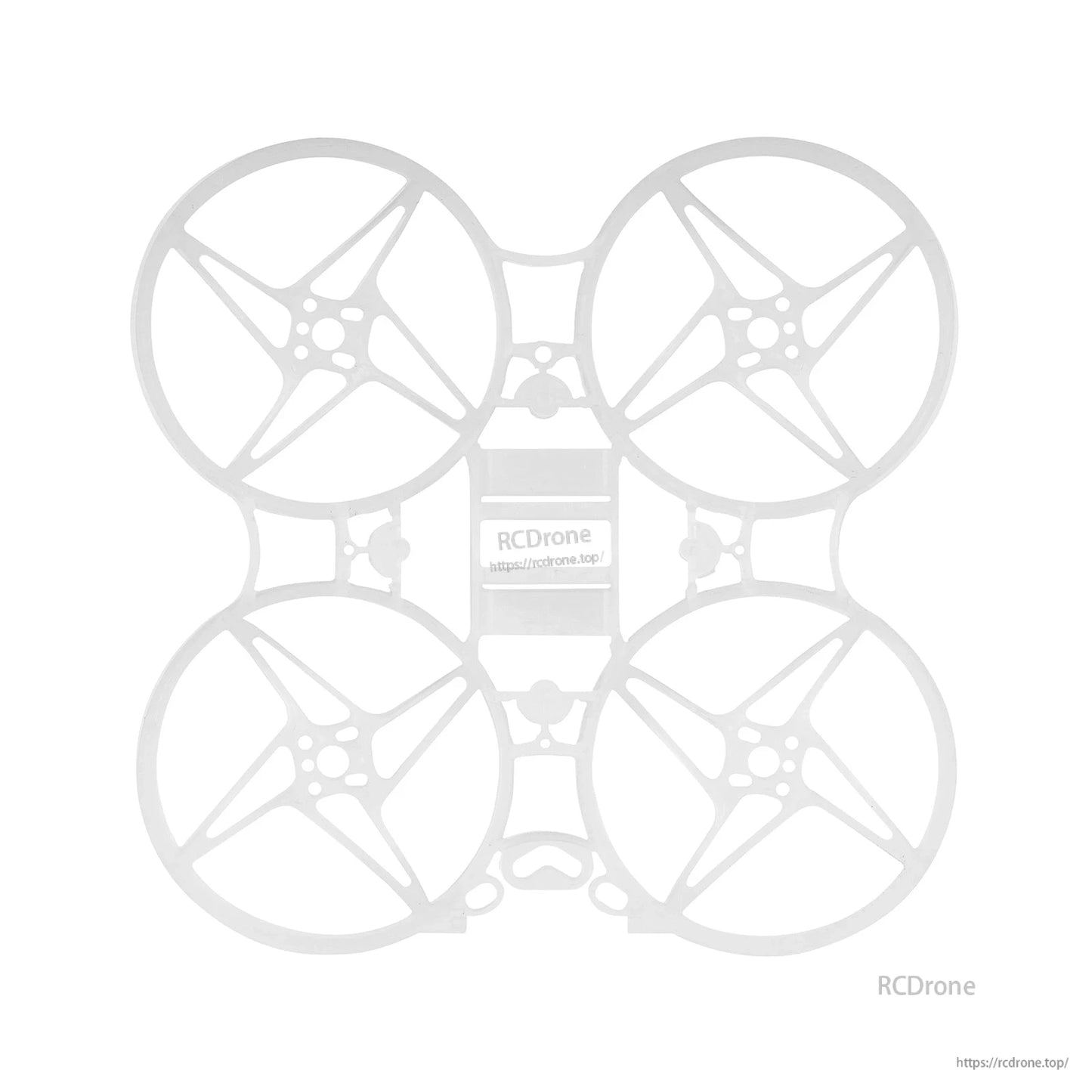 White 75mm micro brushless whoop frame, top view with four ducts and center mount