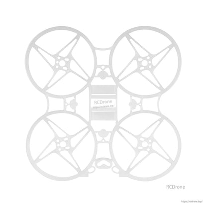 White 75mm micro brushless whoop frame, top view with four ducts and center mount