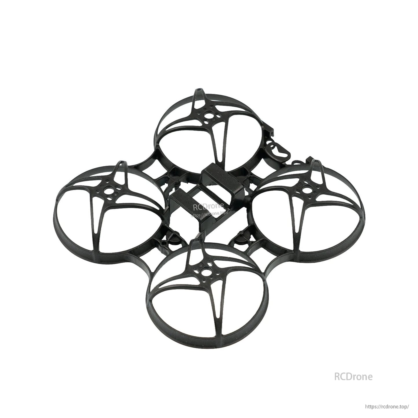 Black ducted prop guard frame, top-angled view with 26x26mm flight controller mount area
