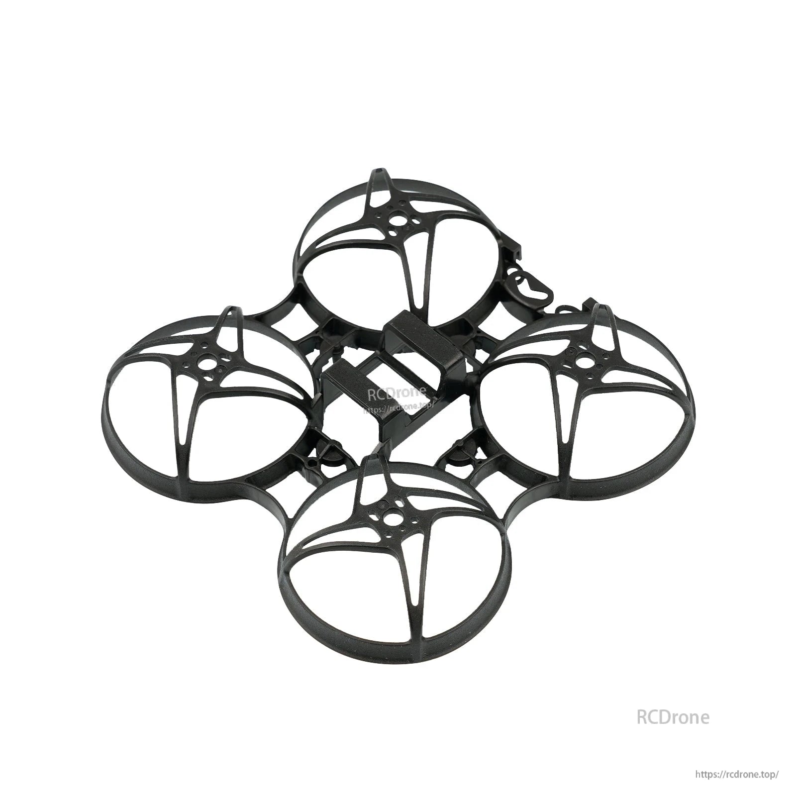 Black ducted prop guard frame, top-angled view with 26x26mm flight controller mount area