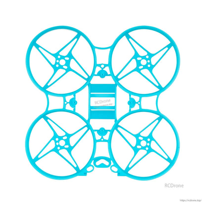 Cyan Meteor75 micro whoop frame, top view with four prop ducts and FC mounting holes
