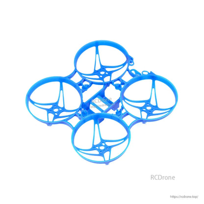 Blue Meteor75 75mm whoop frame, angled view highlighting prop ducts and center battery mount area