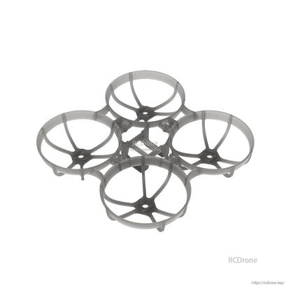 Translucent gray ducted whoop frame, angled view showing guard height and supports