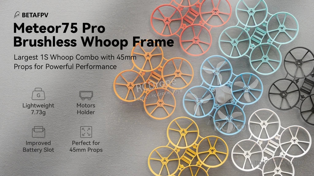 BETAFPV Meteor75 Pro brushless whoop frame for 45mm props, lightweight 7.73g PP frame in multiple colors