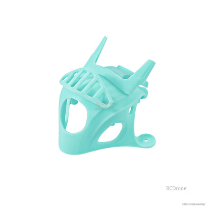 Mint green micro camera canopy, front-left angle showing camera opening and side vent cutout