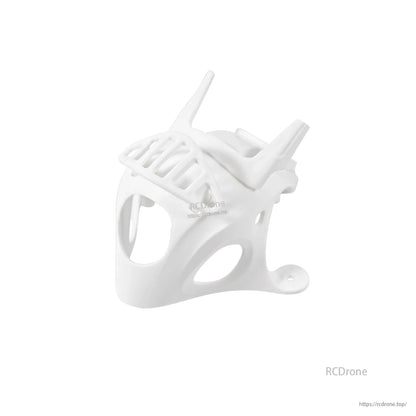 White micro camera canopy, front-left view showing camera opening, side vents, and mounting tab
