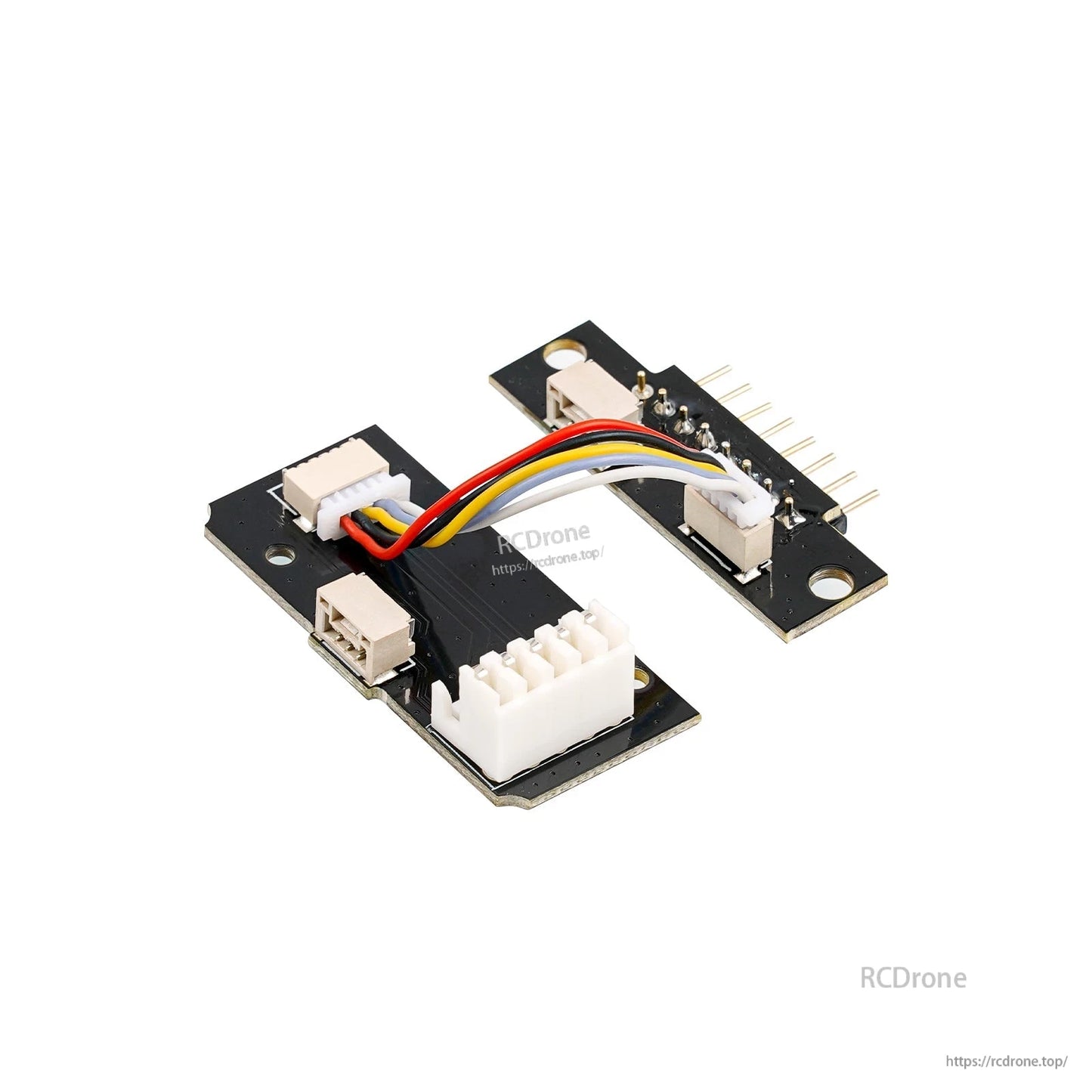 Adapter PCB set with JST connectors and multicolor wire harness linking two boards