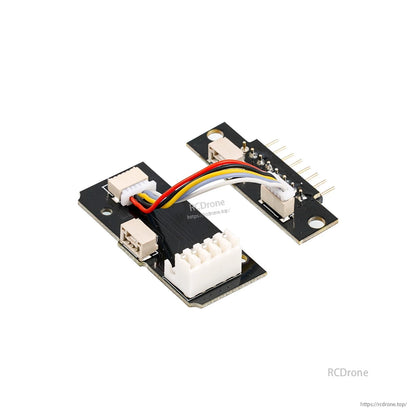 Adapter PCB set with JST connectors and multicolor wire harness linking two boards