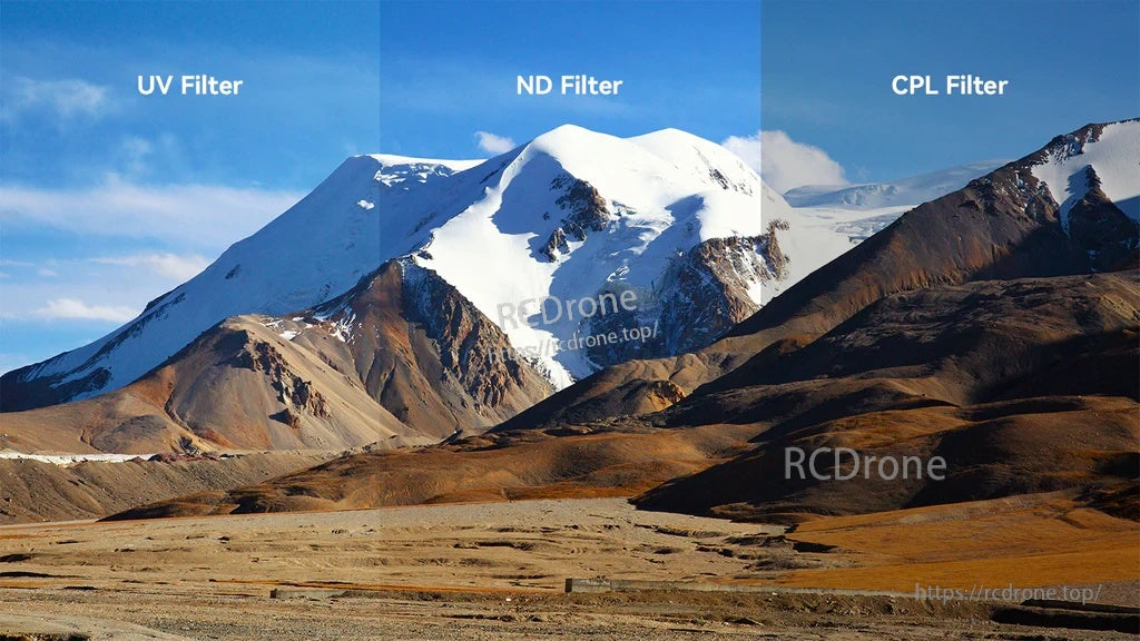 UV vs ND vs CPL filter effect comparison on landscape, reducing haze, brightness, and glare