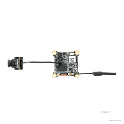 Top-down view of VTX board connected to BETAFPV camera and antenna cable, wiring layout