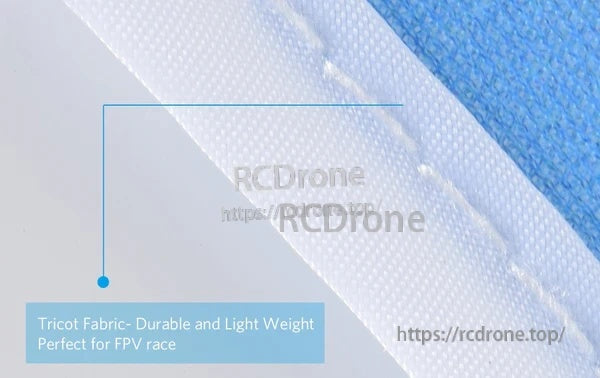 Tricot fabric weave and stitched seam detail on BETAFPV race flag, designed to be durable and lightweight