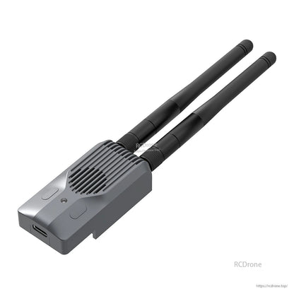 BETAFPV SuperG Nano Transmitter in gray finish with dual antennas and USB-C port, angled view