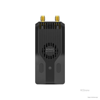 Front view of transmitter module showing dual antenna connectors and vented top grille