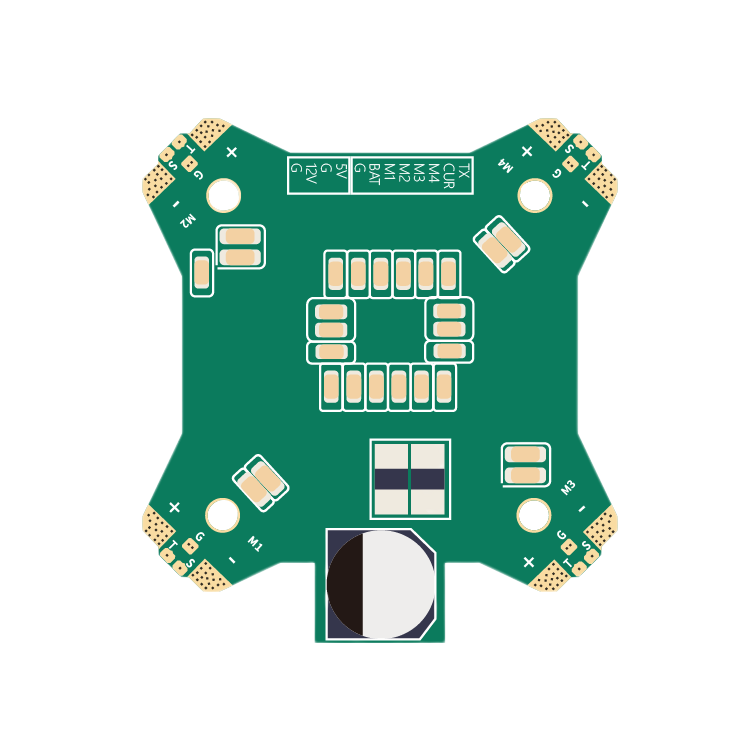 iFlight BLITZ PDB power distribution board with solder pads, labeled connectors, and four mounting holes