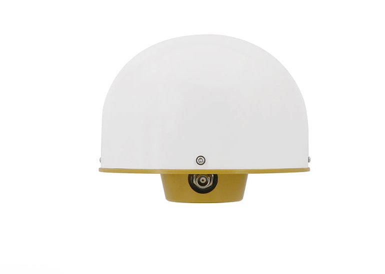 GNSS reference station antenna dome with TNC-K connector at base, front view