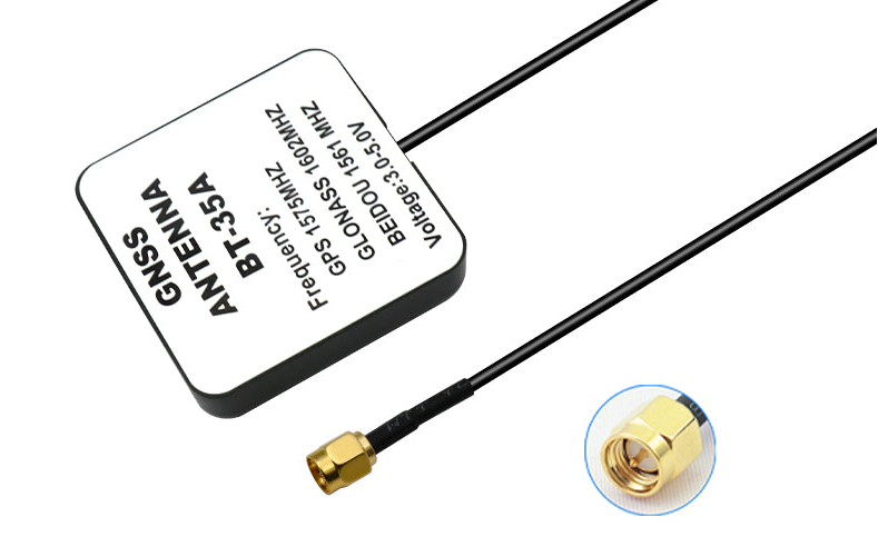 Beitian BT-35A/BT-35B external GNSS antenna with 3m cable and SMA-J connector close-up