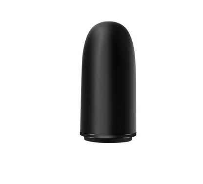 Black helical GNSS antenna body, upright view showing smooth dome radome and base
