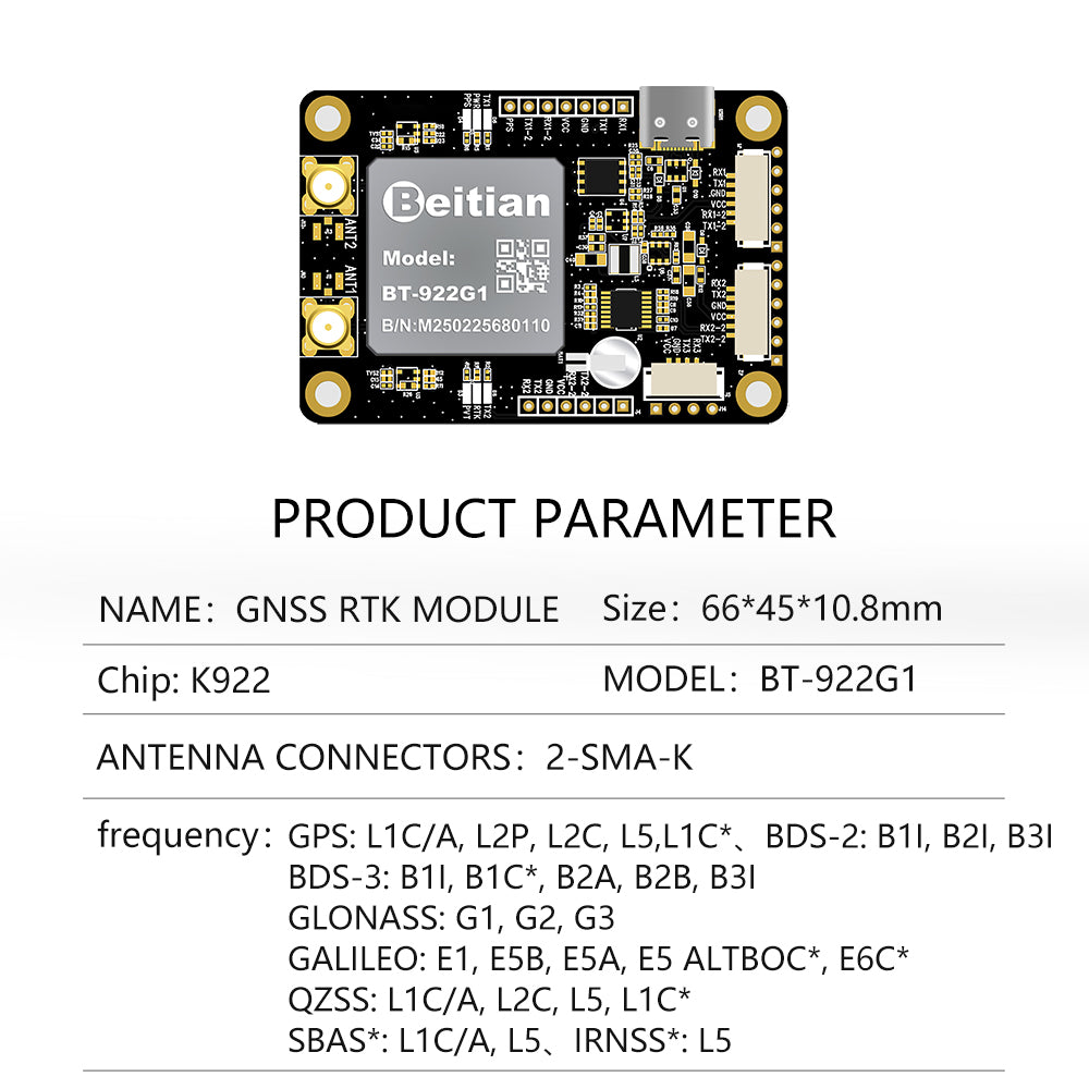 Beitian UM982 K922 GPS Module Navigation Surveying Positioning Precision Centimeter-level RTK GNSS Module BT-982G1