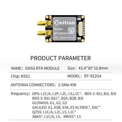 Beitian UM982 K922 GPS Module Navigation Surveying Positioning Precision Centimeter-level RTK GNSS Module BT-982G1
