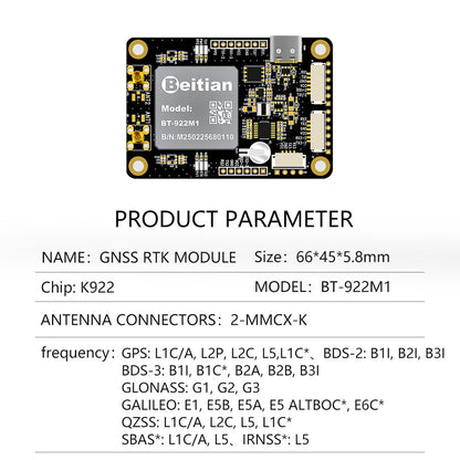 Beitian UM982 K922 GPS Module Navigation Surveying Positioning Precision Centimeter-level RTK GNSS Module BT-982G1