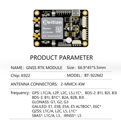 Beitian UM982 K922 GPS Module Navigation Surveying Positioning Precision Centimeter-level RTK GNSS Module BT-982G1