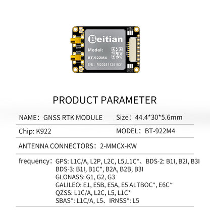 Beitian UM982 K922 GPS Module Navigation Surveying Positioning Precision Centimeter-level RTK GNSS Module BT-982G1