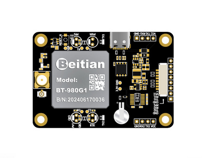 Beitian BT-980G1 GNSS RTK module board, top view with Type-C port and pin header