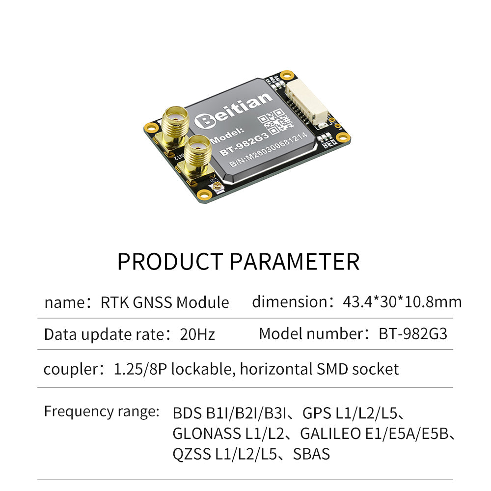 Beitian UM982 K922 GPS Module Navigation Surveying Positioning Precision Centimeter-level RTK GNSS Module BT-982G1