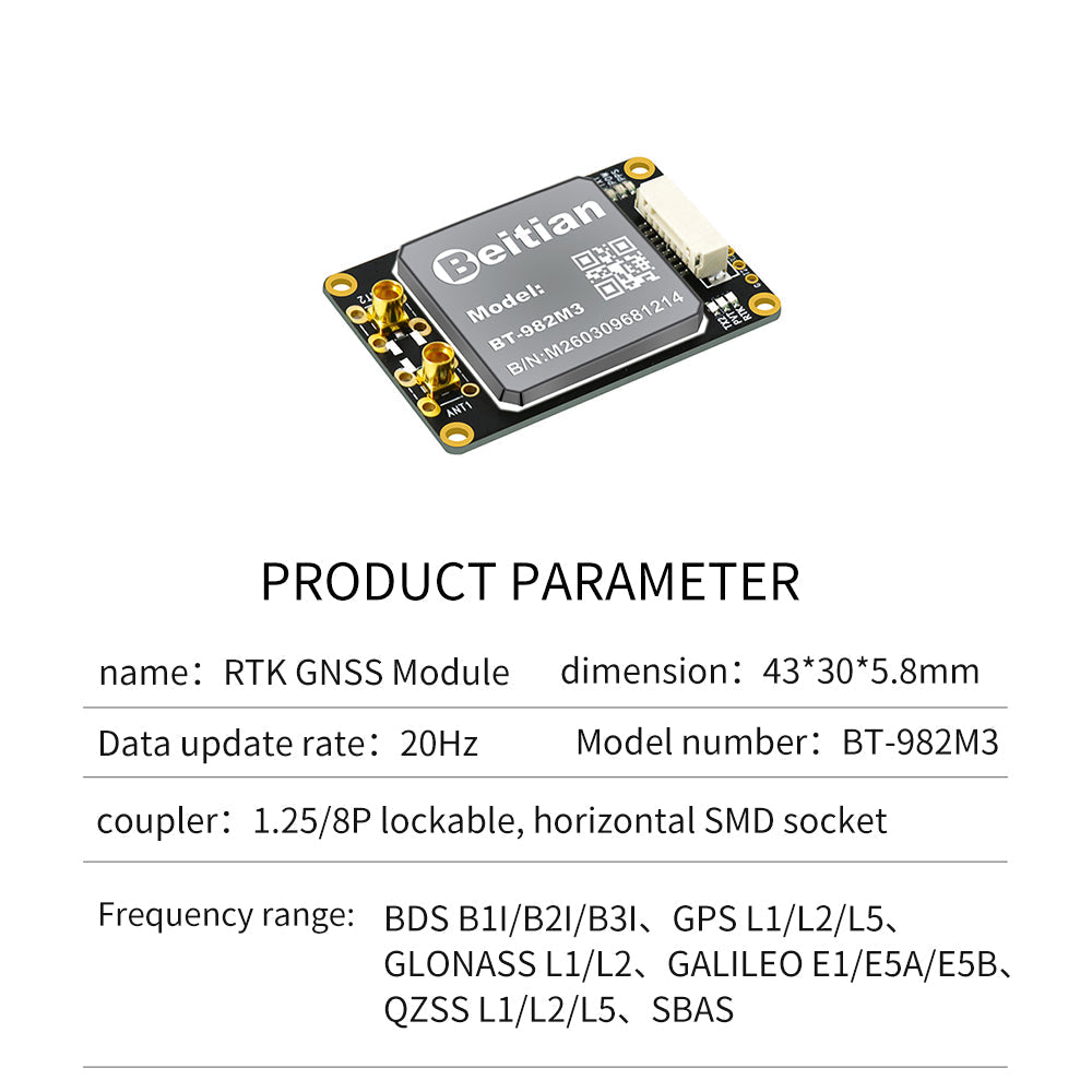 Beitian UM982 K922 GPS Module Navigation Surveying Positioning Precision Centimeter-level RTK GNSS Module BT-982G1