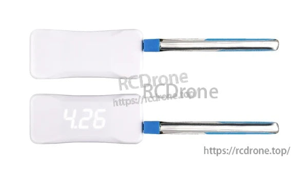 Hidden-style voltage display on the compact charger body, showing a 1S cell reading of 4.26V