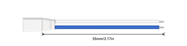 BT2.0 1S whoop pigtail length diagram showing 55mm (2.17in) wire length excluding the connector