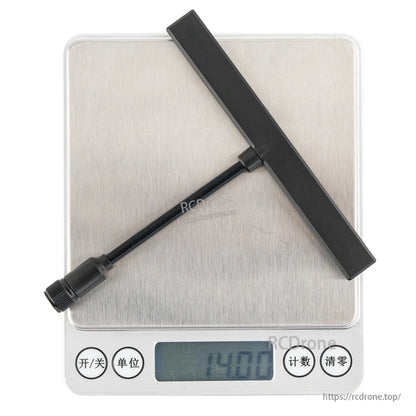 Bandit T antenna on digital scale showing 14.00 g weight