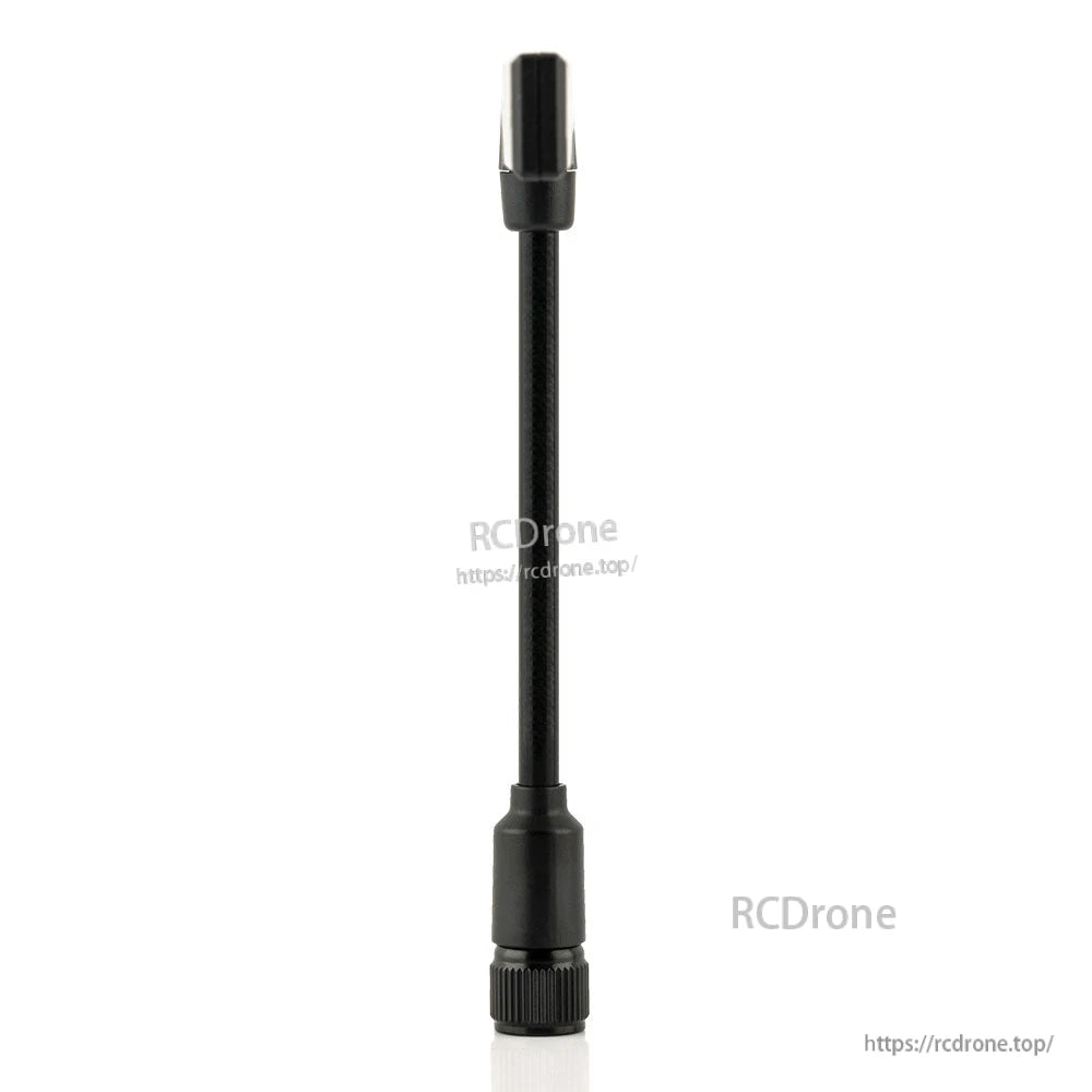 Side profile view of antenna stem and top element thickness, threaded base connector