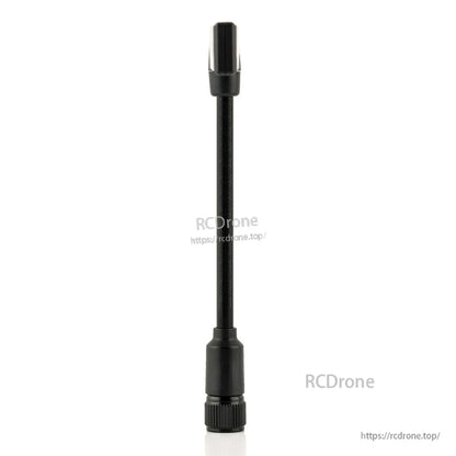 Side profile view of antenna stem and top element thickness, threaded base connector