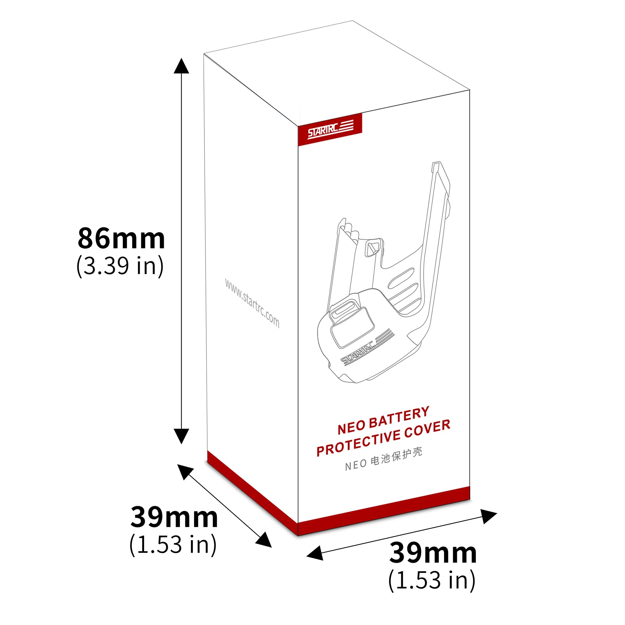 DJI Neo Protective Case, The DJI Neo Battery Protective Case measures 86mm in length and 39mm on each side, designed specifically for DJI Neo.