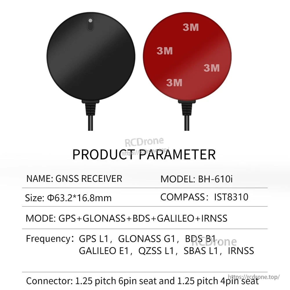 Product parameter table for BH-610i GNSS receiver, IST8310 compass, GPS+GLONASS+BDS+Galileo+IRNSS