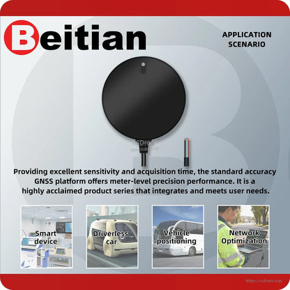 Beitian GNSS receiver application scenario graphic for smart devices, driverless car, vehicle positioning