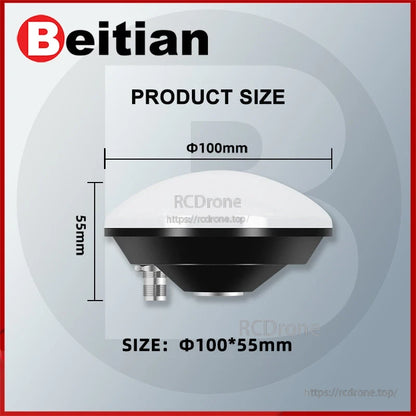BT-208 antenna size diagram showing 100 mm diameter and 55 mm height (Φ100×55 mm)