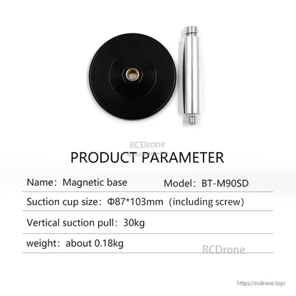 Magnetic base BT-M90SD parameter card with suction cup size Φ87×103 mm and 30 kg pull