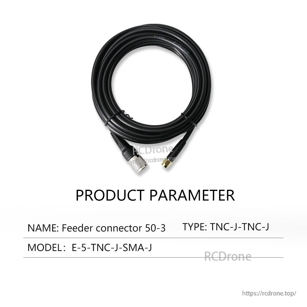 50-3 feeder cable E-5-TNC-J-SMA-J, coiled lead with TNC and SMA connectors (TNC-J to SMA-J)