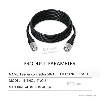 Feeder connector 50-3 cable parameter card, type TNC-J to TNC-J, coiled cable shown