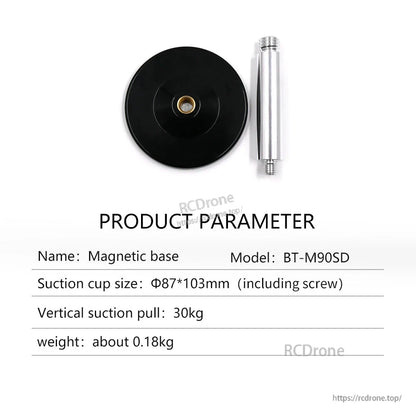 Magnetic base BT-M90SD with extension rod, product parameter card (30 kg suction pull)