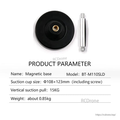 Magnetic base BT-M110SLD with extension rod, product parameter card (15 kg suction pull)
