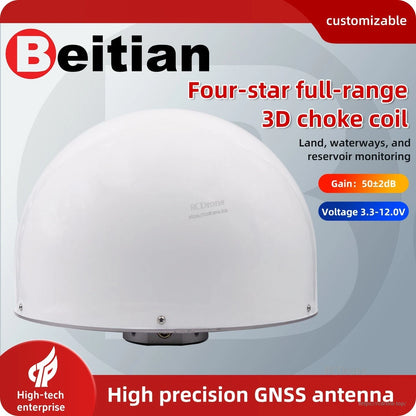 Beitian BT-4N04A high precision GNSS antenna promotional graphic with dome radome