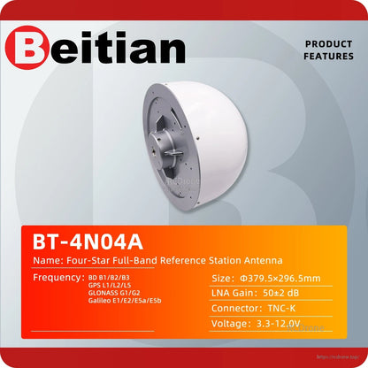 BT-4N04A product features graphic showing underside mount and listed frequency bands